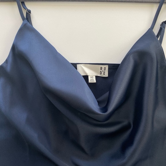 RO&DE NAVY Satin Formal Tank Top from Anthropologie. Sz XS. Excellent condition! - Picture 4 of 5